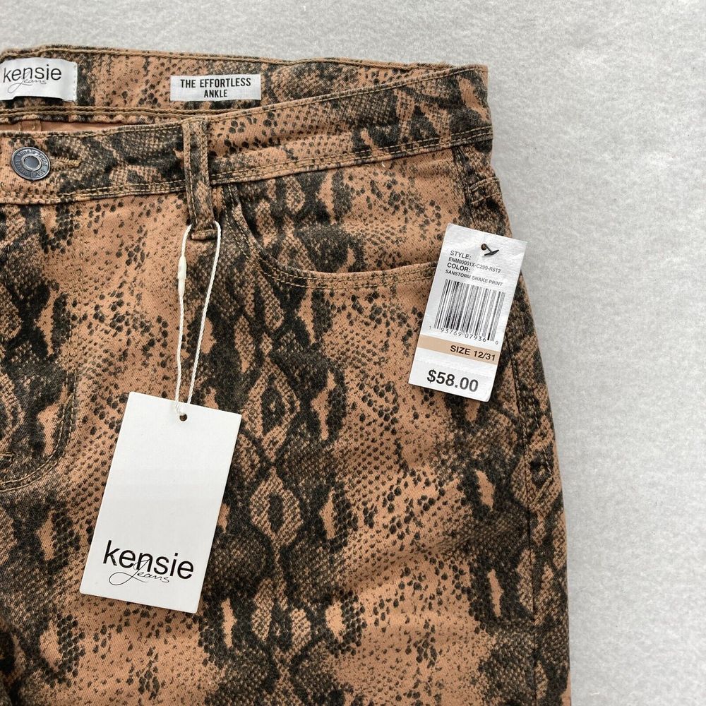 Kensie Jeans The Effortless Ankle Women's 12/31 Brown Stretch Denim Snakeskin - Picture 3 of 13